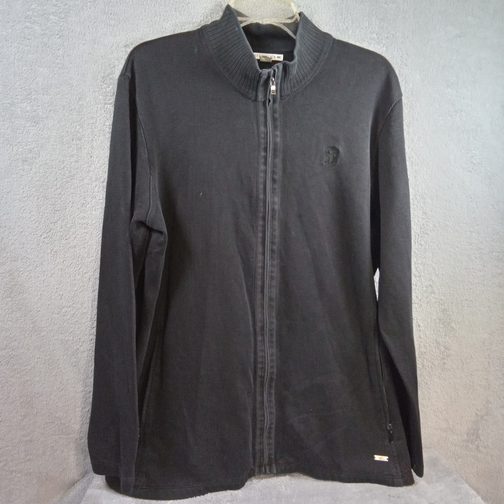 Cutter & Buck Mens‎ Black Supima Cotton Full Zip Mock Neck Sweater LCK08632 XXL